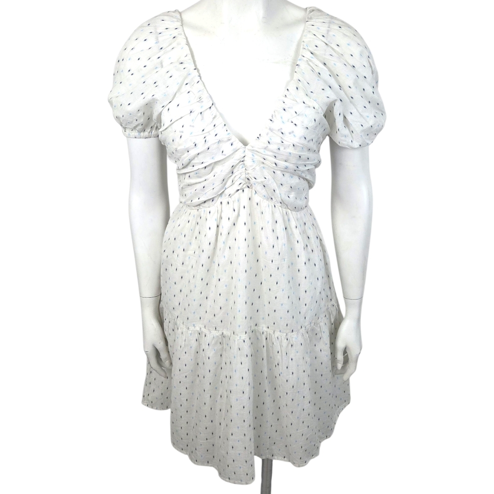 Never A Wallflower Coco Short Dress NEW Swiss Dot Womens XS White Blue